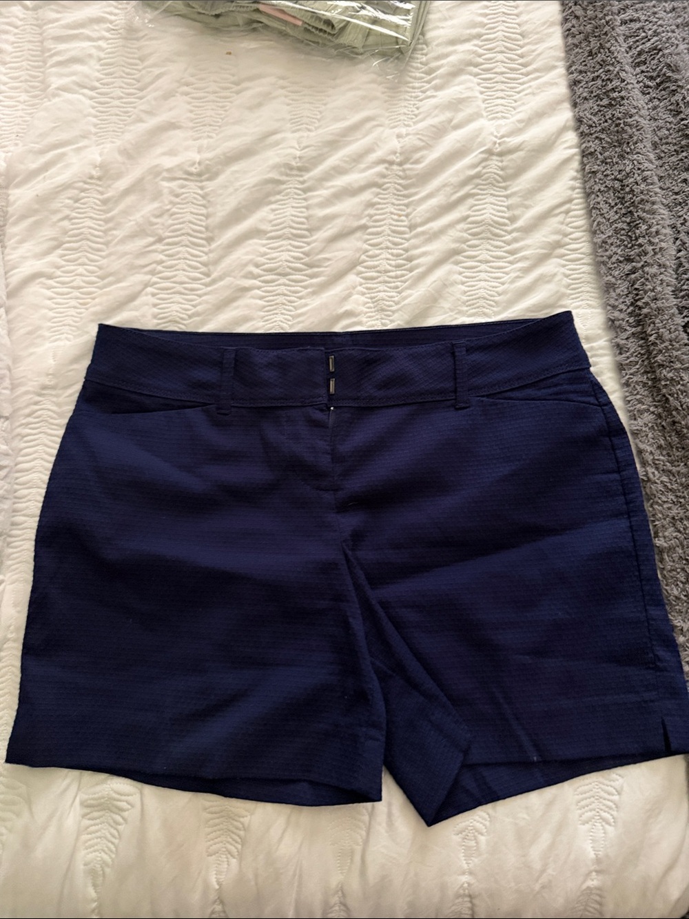 The Limited Navy Textured Stretch Bermuda Shorts